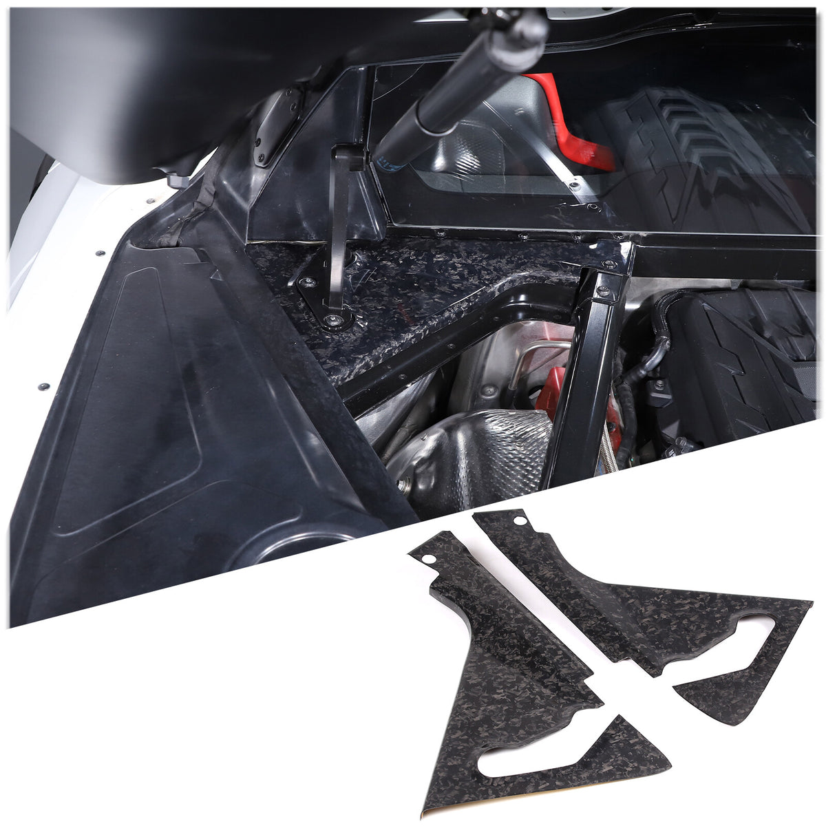 Forged Carbon fiber Front Hood Lift Support Corner Cover Trim For Corvette C8 2