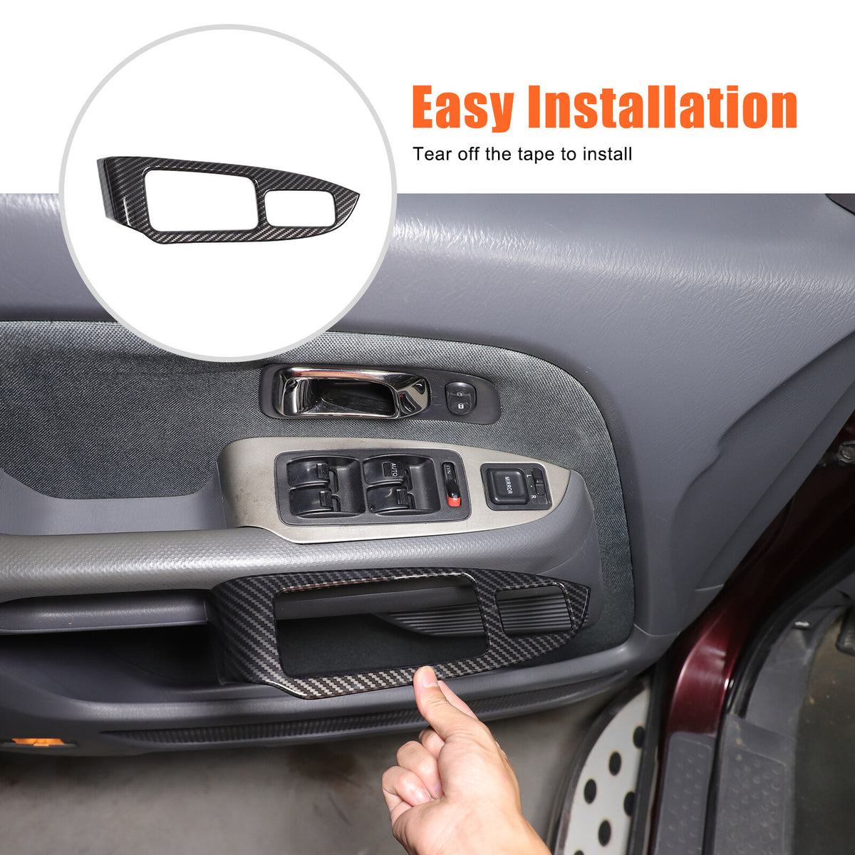 ABS Carbon Fiber Window Lift Switch Button Trim Frame For Honda Pilot 2003-2008 14