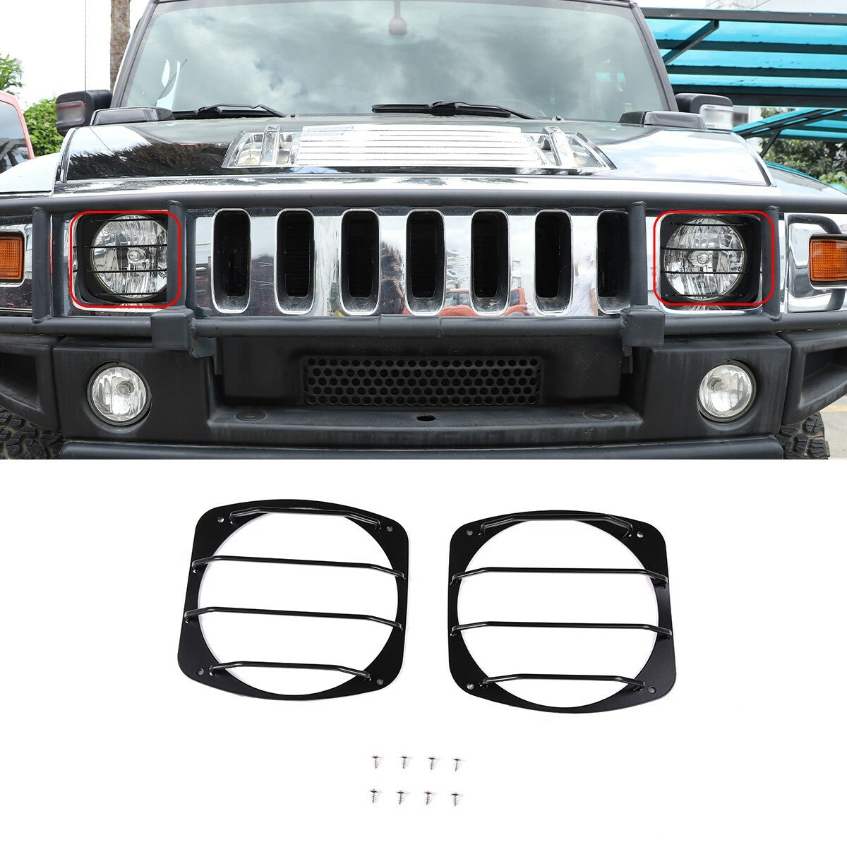 Headlight Light Lamp Cover Guard Trim For Hummer H2 2003-2009 2