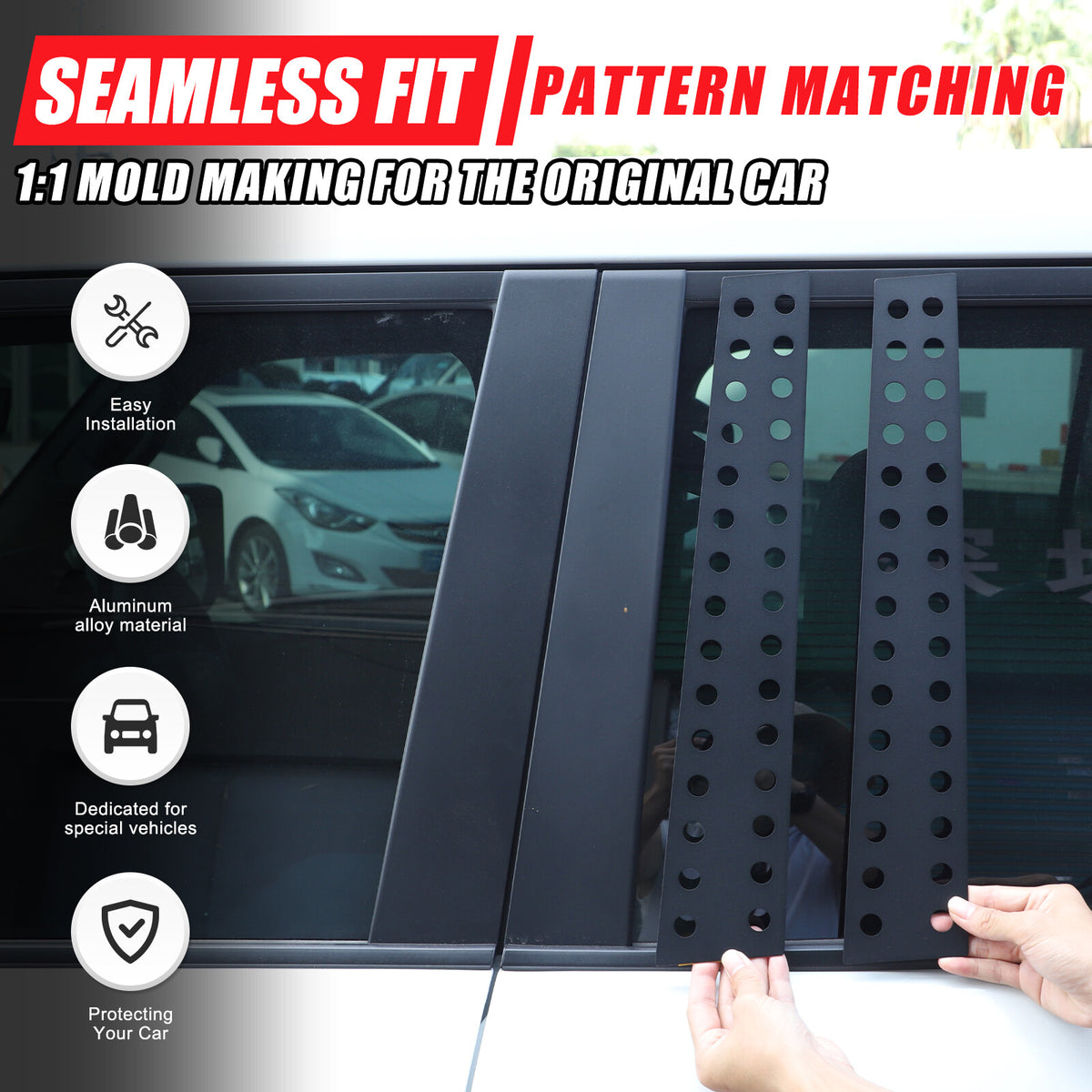 Black Alloy Window Center Pillar Trim Panel For Toyota Land Cruiser LC250 24+ 19