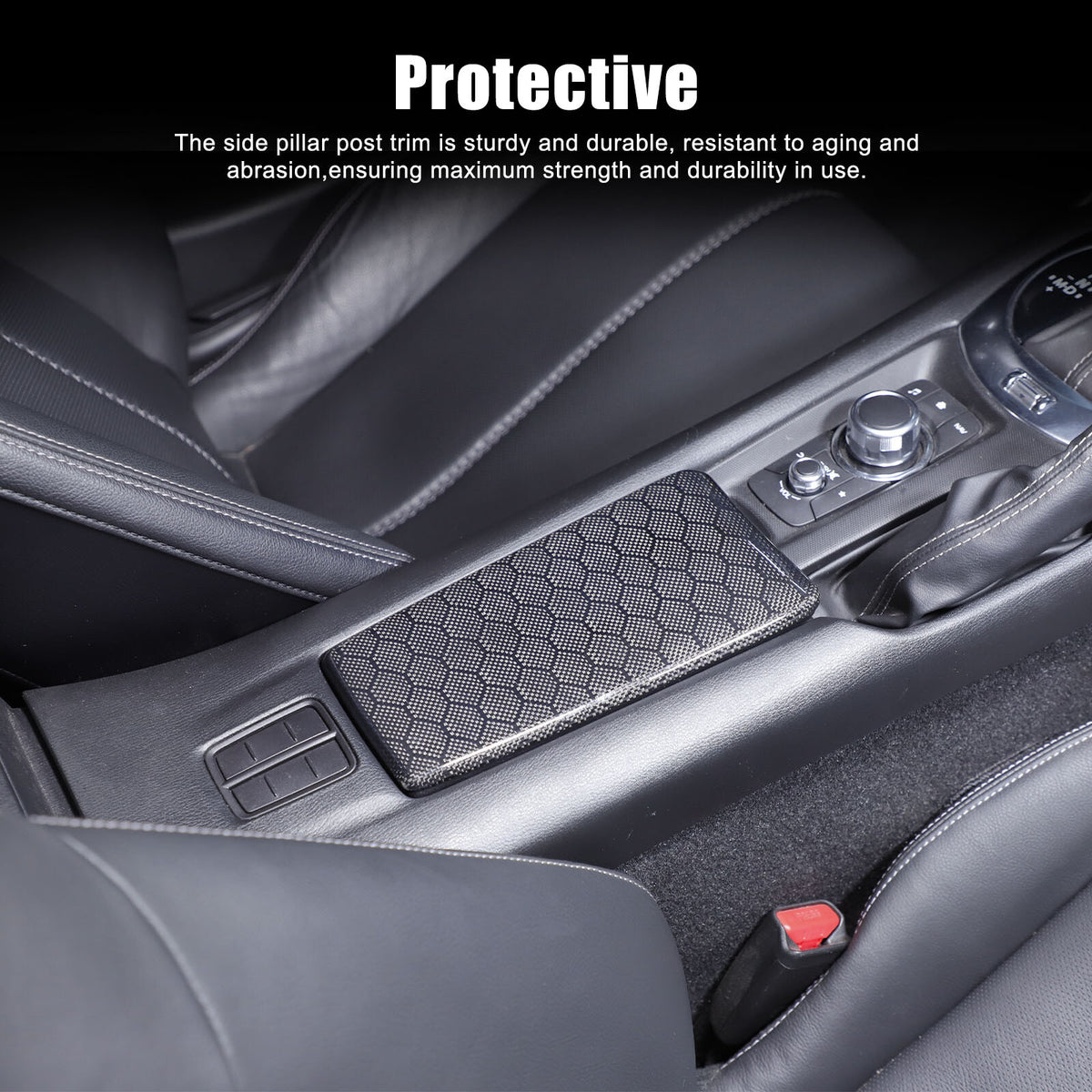 Real Honeycomb Carbon Fiber Center Armrest Box Cover Trim For Mazda MX-5 2016+ 6