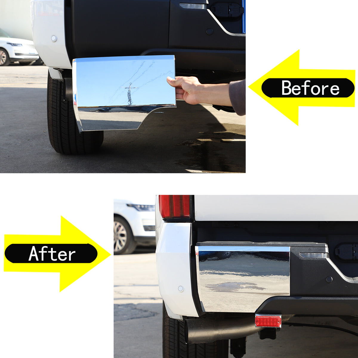 Chrome Rear Bumper Side Panel Cover Trim Cover Fit for Toyota Tundra 2022-23 US 2