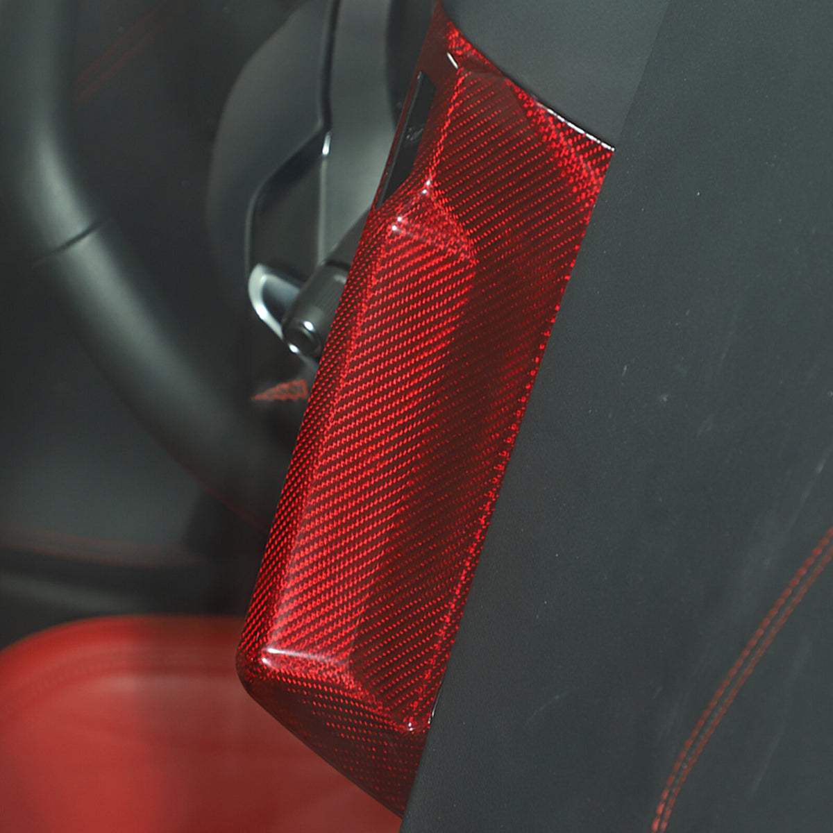 Red Real Carbon Fiber Center Console Screen Back Trim For Corvette C8 20-25 7