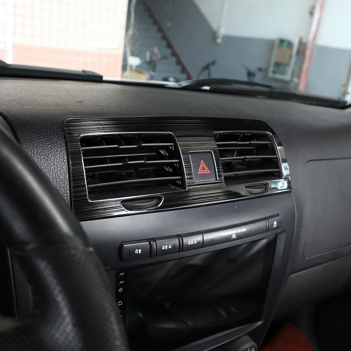 Black Steel Central Control Air Outlet Cover Trim For Hummer H3 2005-2009 6