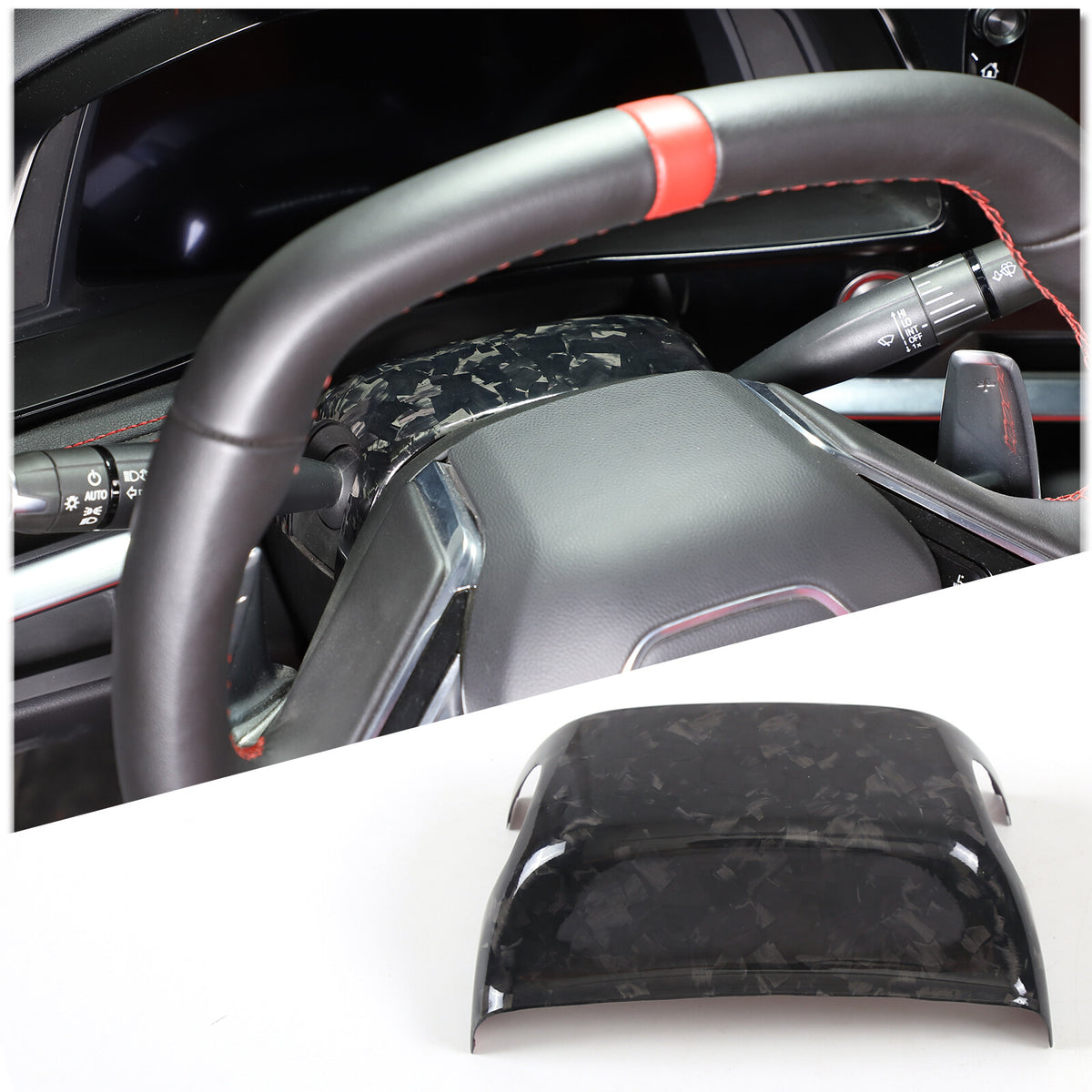 Forged Real Carbon fiber Steering Wheel Base Trim Cover For Corvette C8 Z06 20+ 2