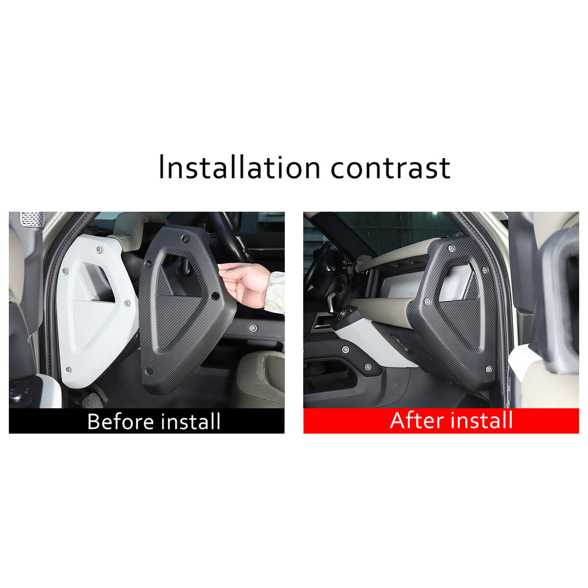 Matte Real Carbon Fiber Dashboard Sides Panel Trim For Land Rover Defender 20-23 18