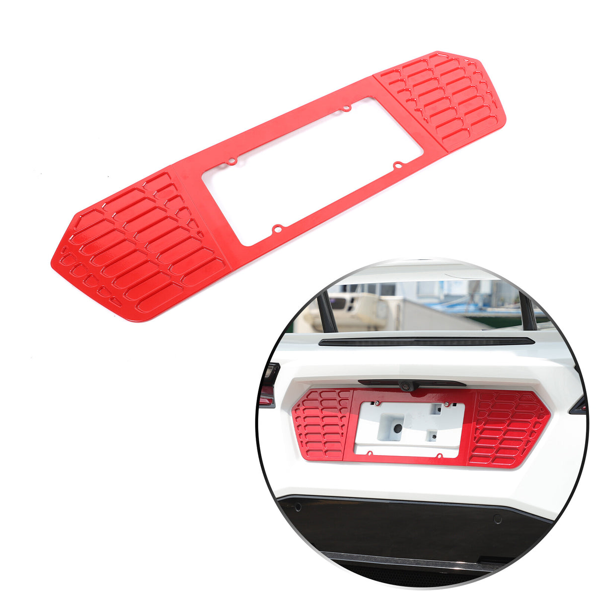 Red Alloy Rear License Plate Filler Frame Trim Cover For Corvette C8 2020-25 14
