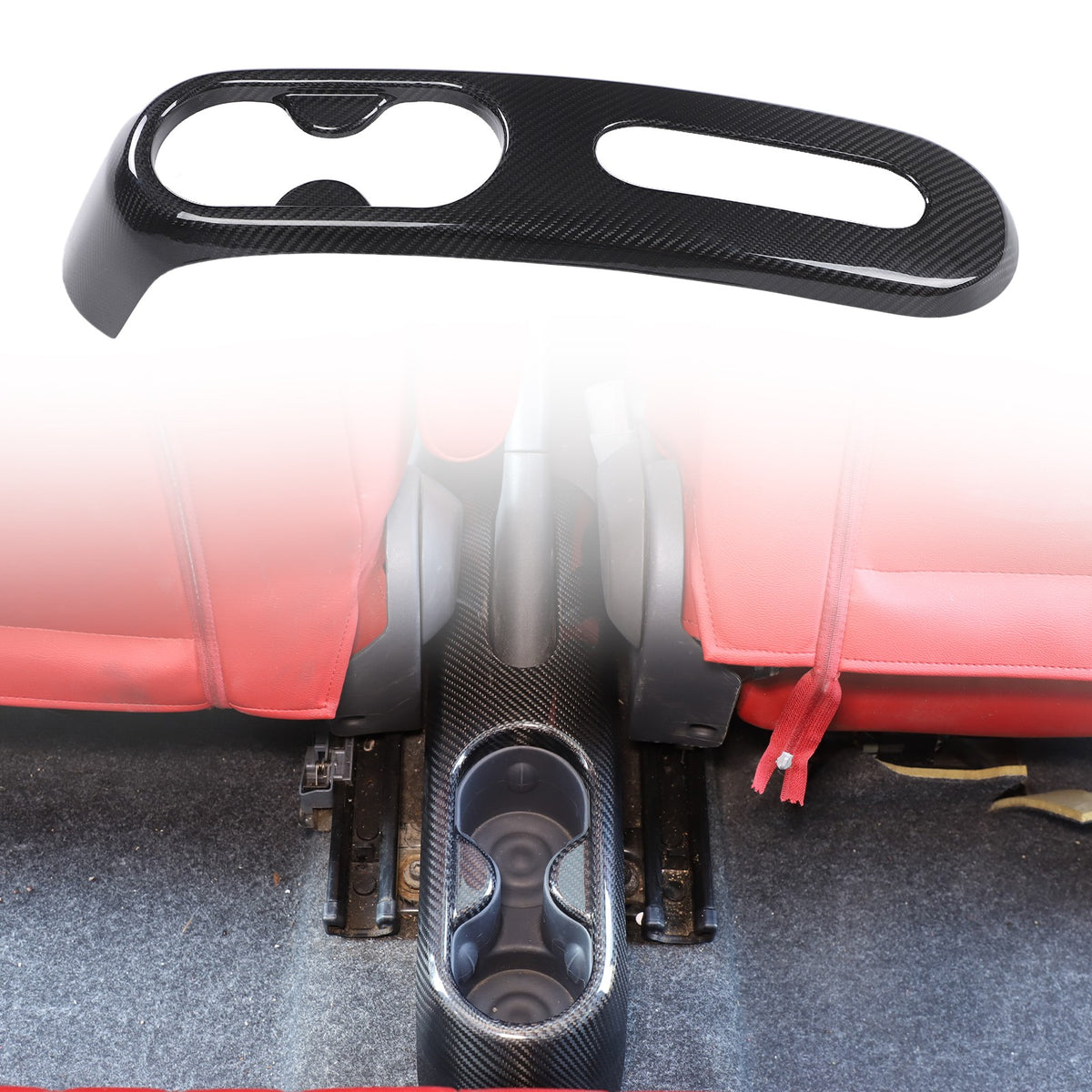 Real Carbon Fiber Handbrake & Cup Holder Panel Trim For Fiat 500 312 2007-2015 16