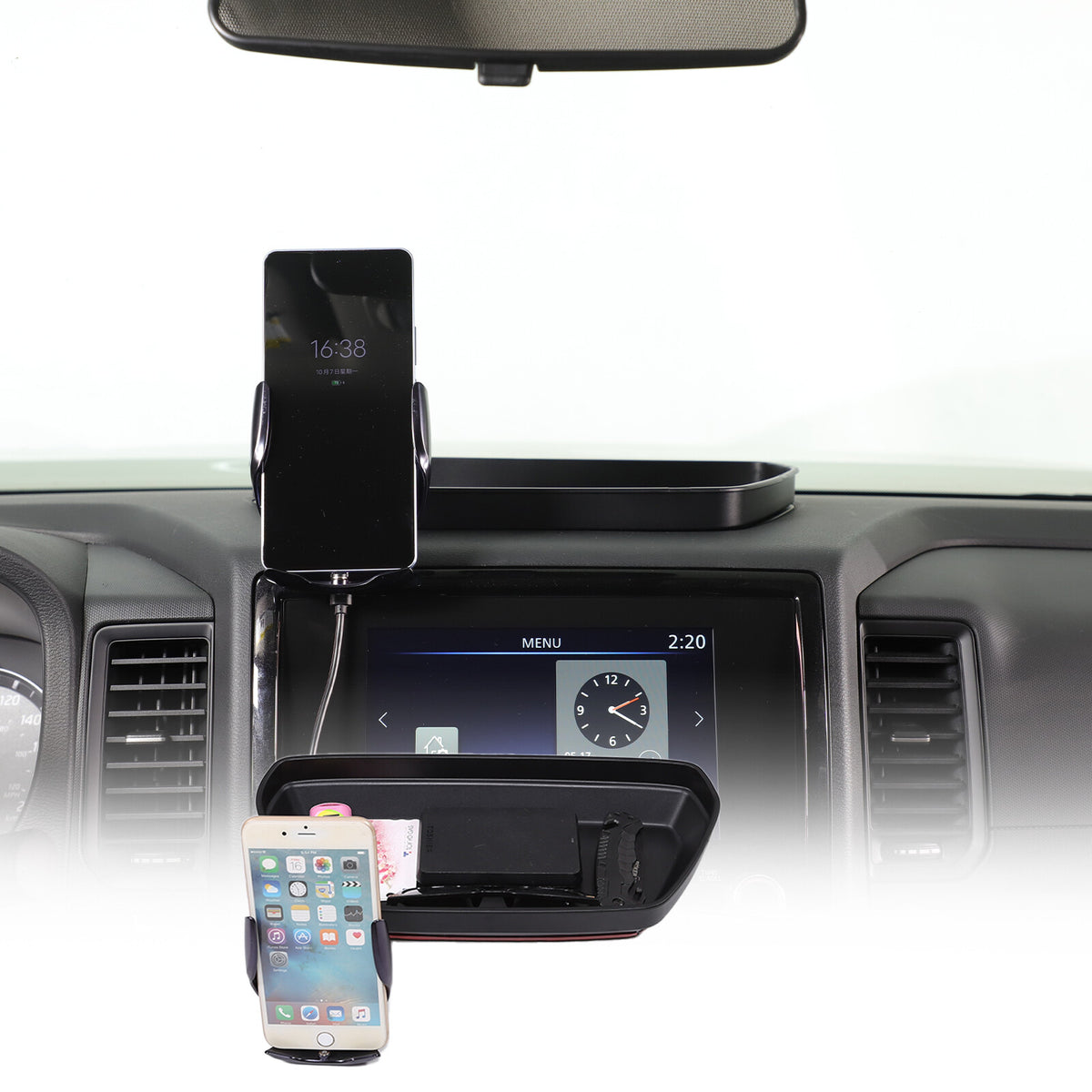 Wireless Dashboard Storage Tray Box Phone Holder For Nissan Frontier D41 2022-24 9