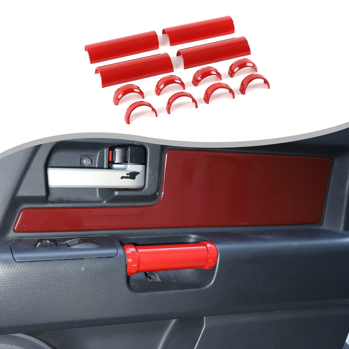 Sport Red Interior Door Panel Handle Trim Cover For Toyota FJ Cruiser 07-21 US 12