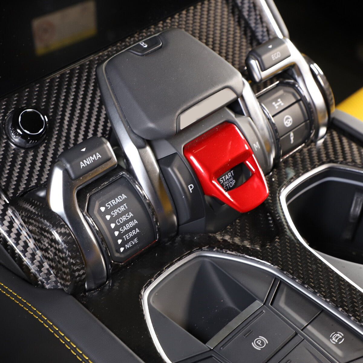 Carbon Fiber Sport Mode Switch Frame Trim Cover For Lamborghini URUS 2018-23 4