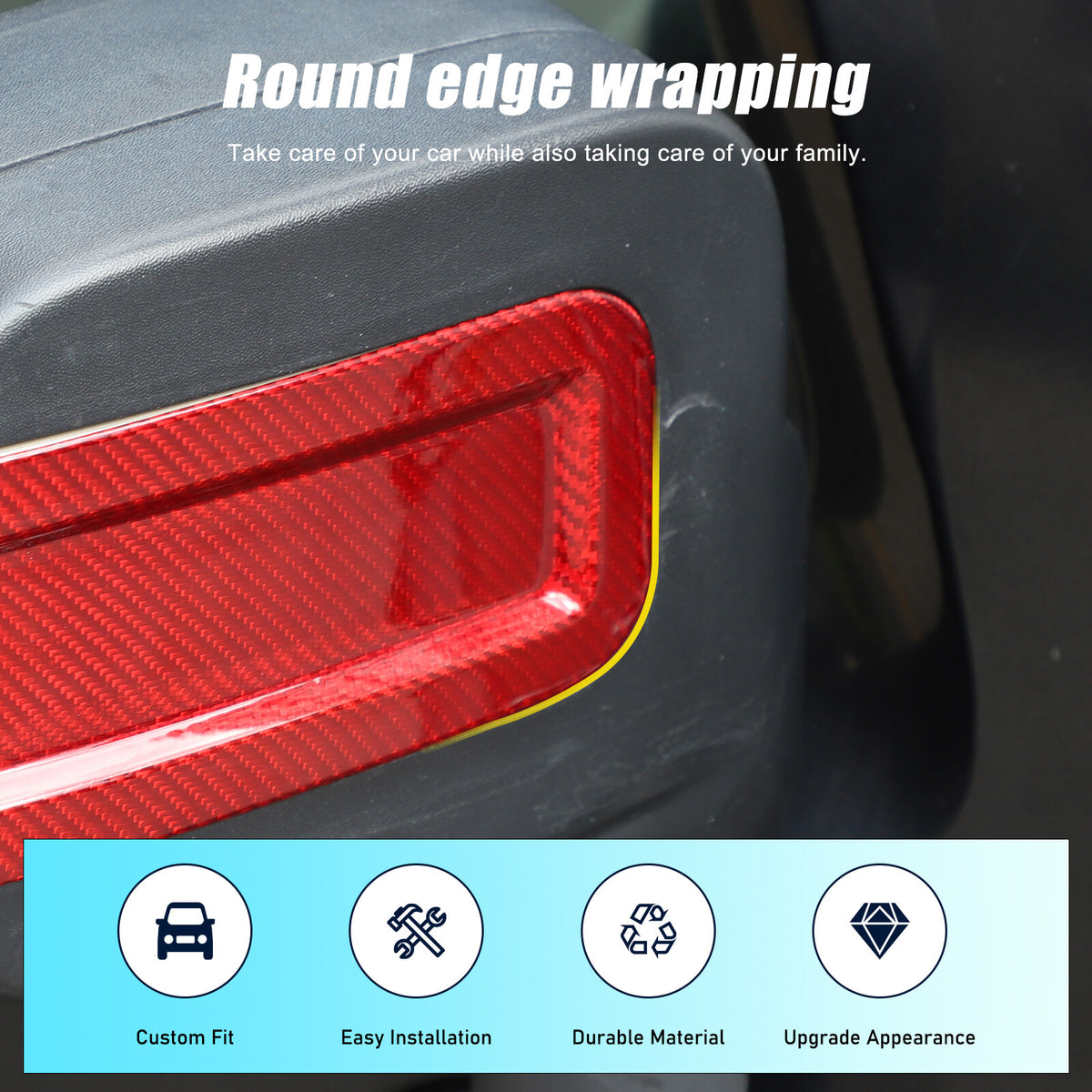 Red Real Carbon Fiber Exterior Rearview Mirror Groove Trim for Hummer H2 2003-09 12