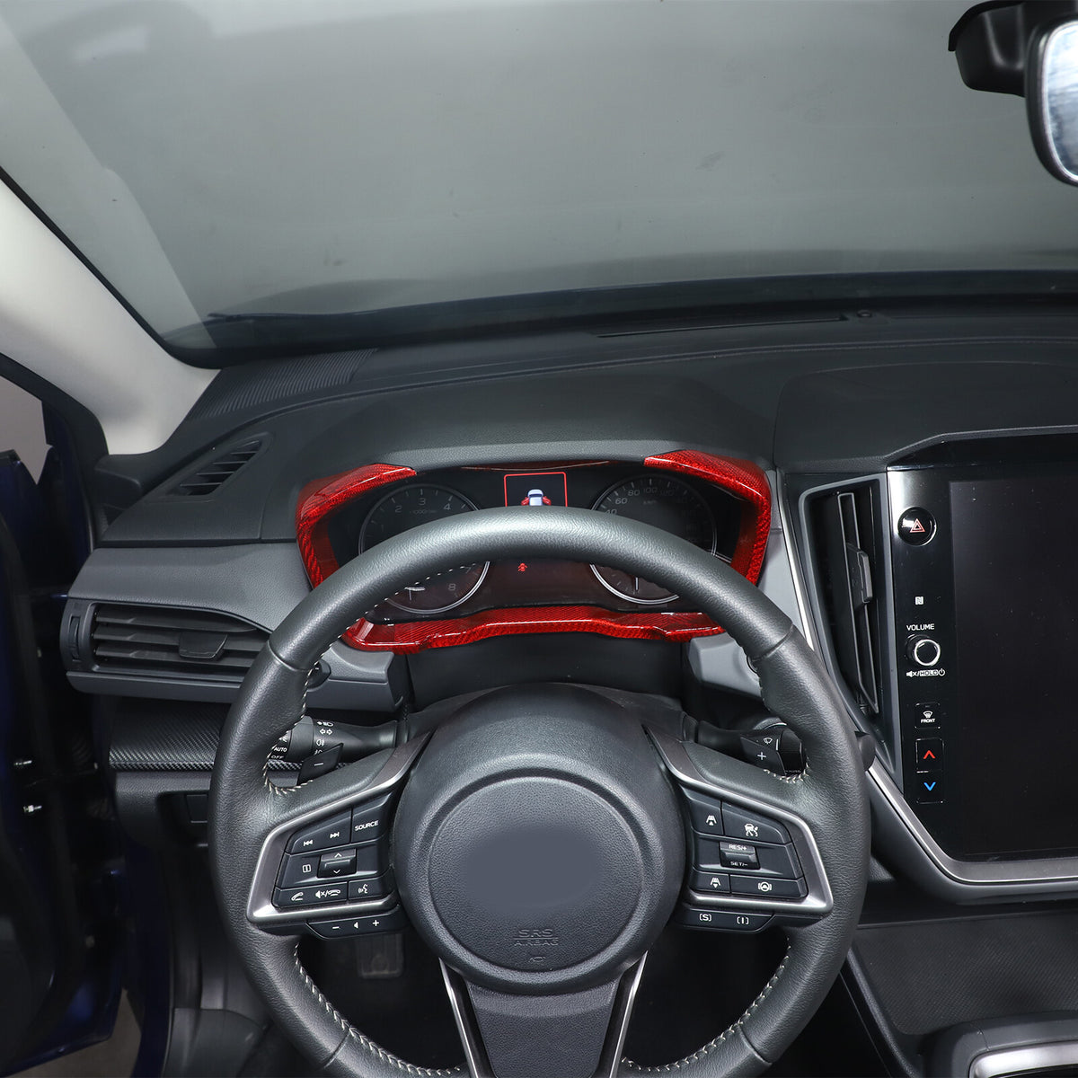 Red Real Carbon Fiber Center Dashboard Trim For Subaru Crosstrek 24+ 11