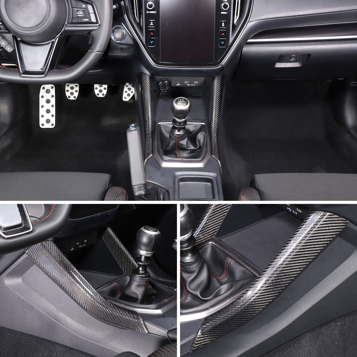 Real Carbon Fiber Side Gear Shift Box Cover Trim For Subaru WRX STI VB 2022-2024 2