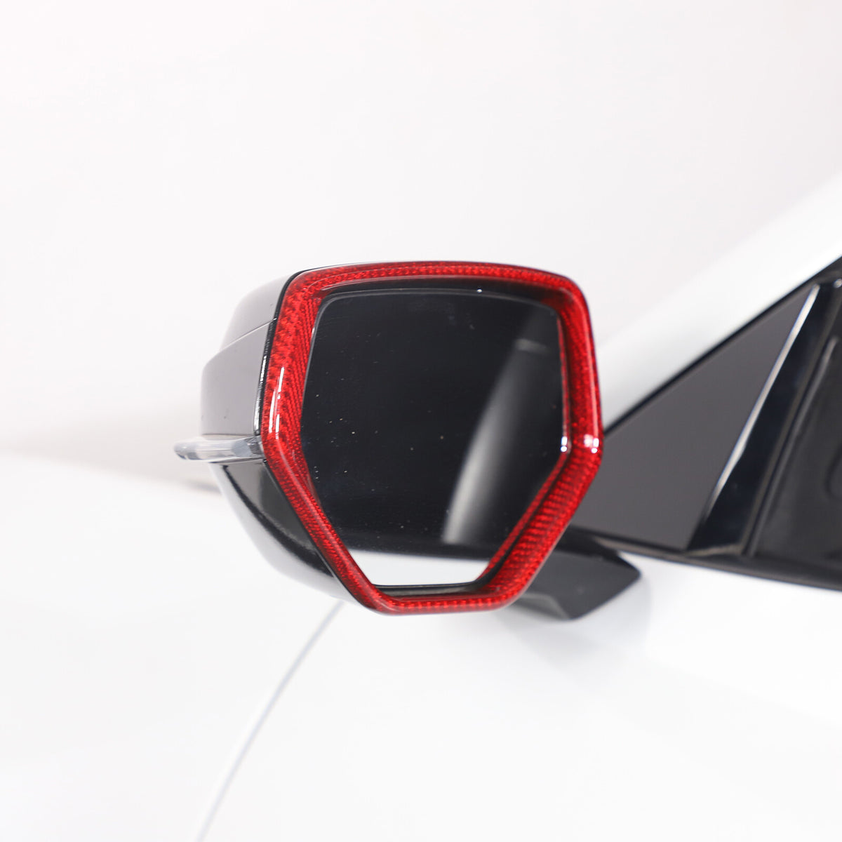 Red Real Carbon Fiber Side View Mirror Frame Cover Trim For Corvette C8 20-26 5