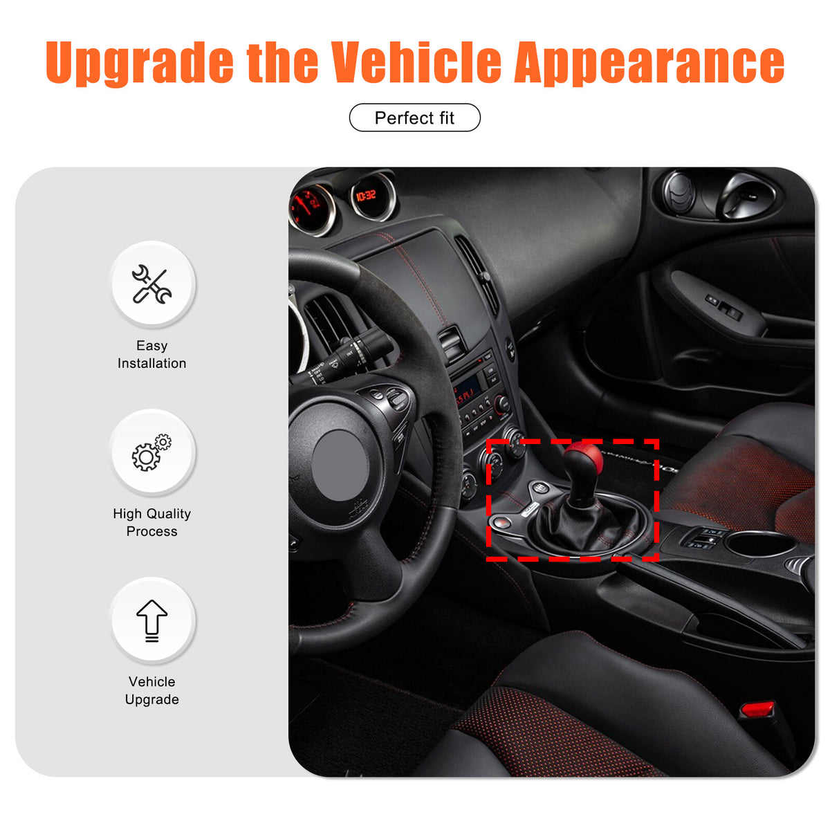 Sport Red ABS Center Console Gear Shift Frame Trim For Nissan 370Z MT 2009-2020 5