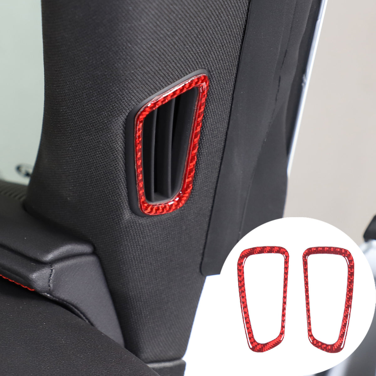 Red Soft Carbon Fiber Interior Decor Trim Kit Cover Set For Corvette C8 20-25 79