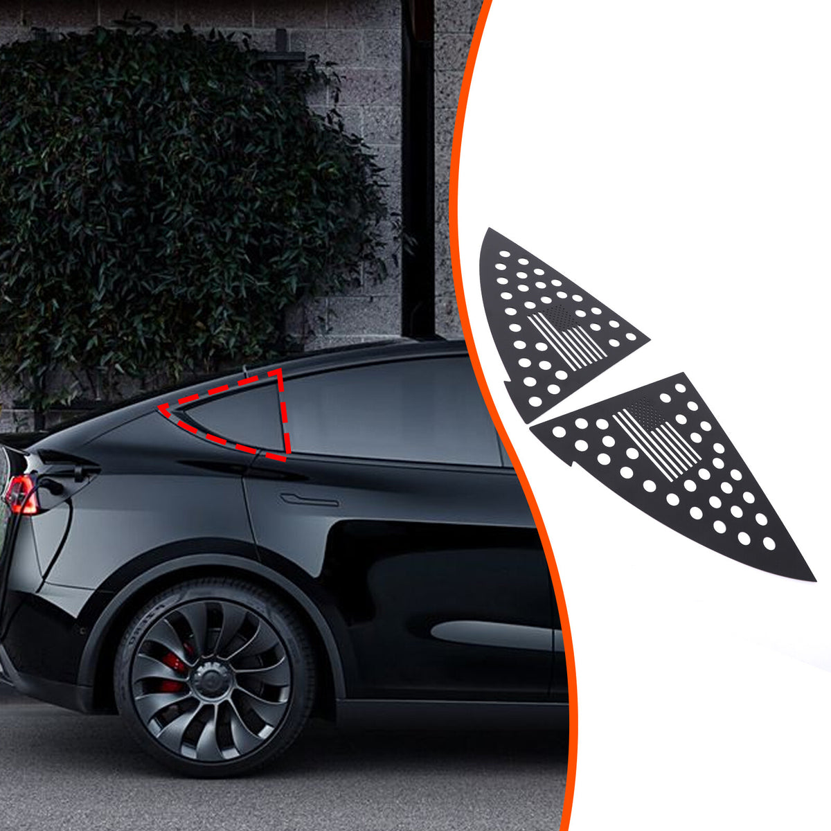 Honeycomb Exterior Rear Quarter Door Window Pillar Trim For Tesla Model Y 11