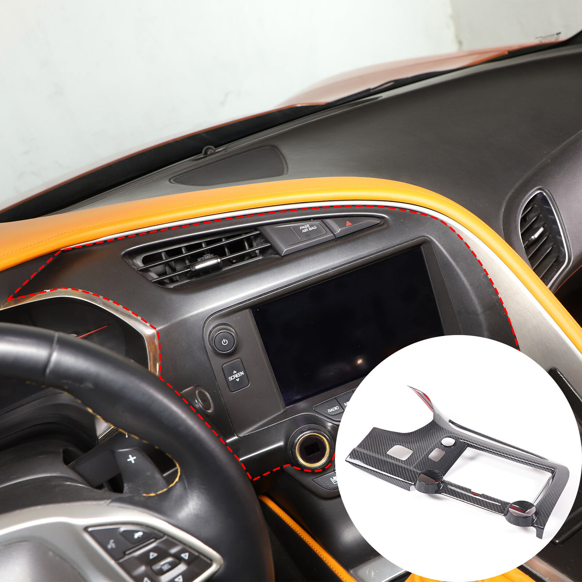 Real Carbon Fiber Interior Dashboard Trim Cover Decor Kit For Corvette C7 14-19 209