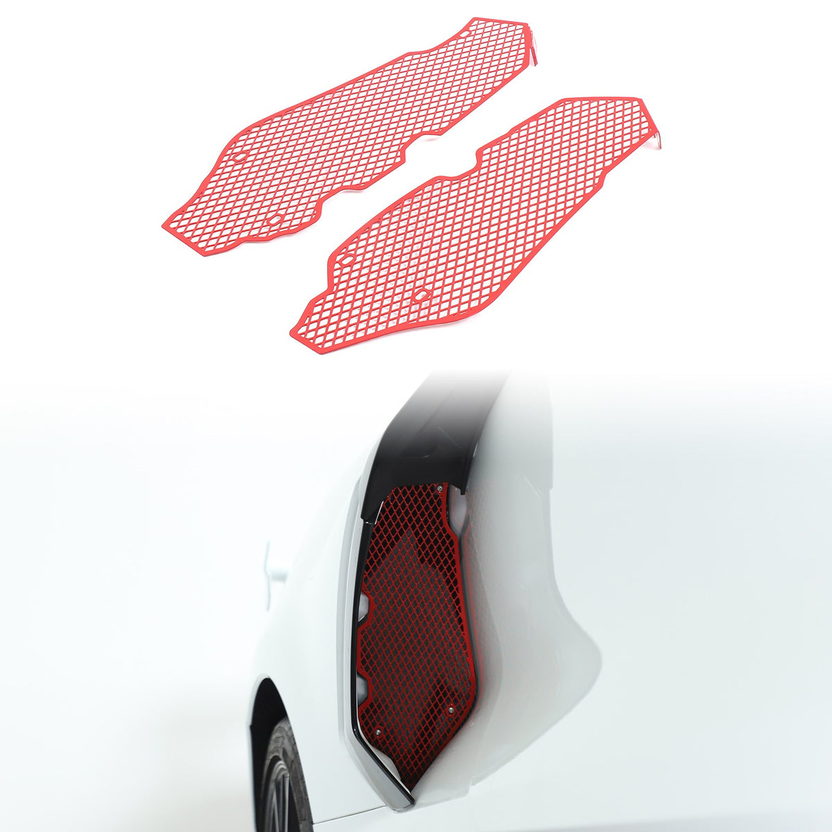 Red Steel Side Intake Mesh Grille Insert Guard For Corvette C8 2020-2026 18