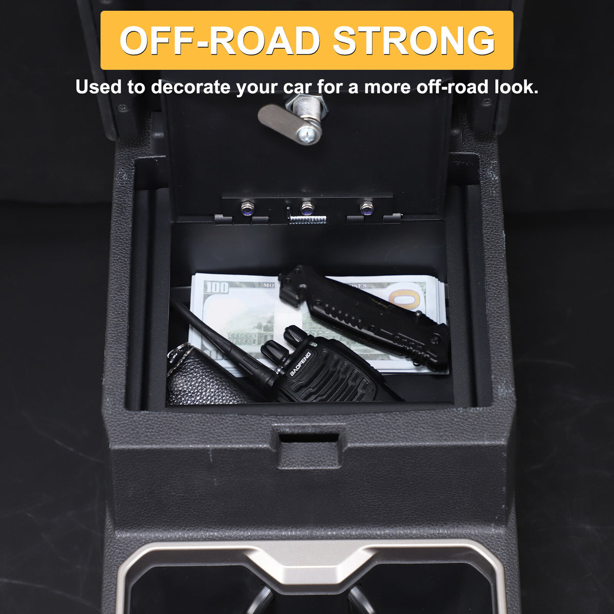 Steel Center Console Safe GUN Storage Lock Box TRAY For Toyota Tacoma 24+ US 5