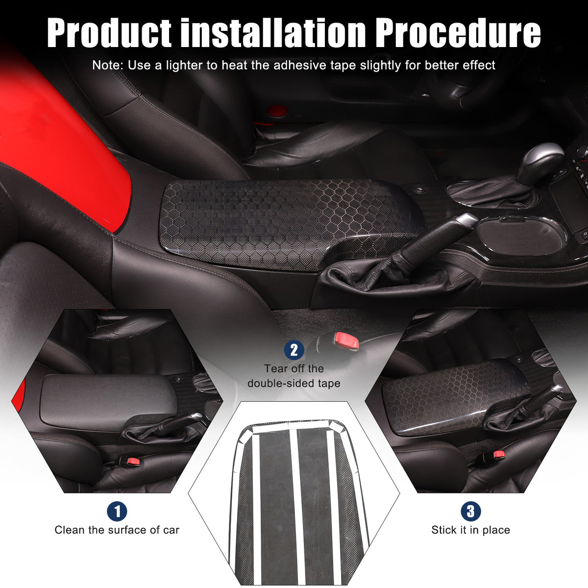 Honeycomb Carbon Fiber Center Console Armrest Box Cover For Corvette C6 2005-13 16