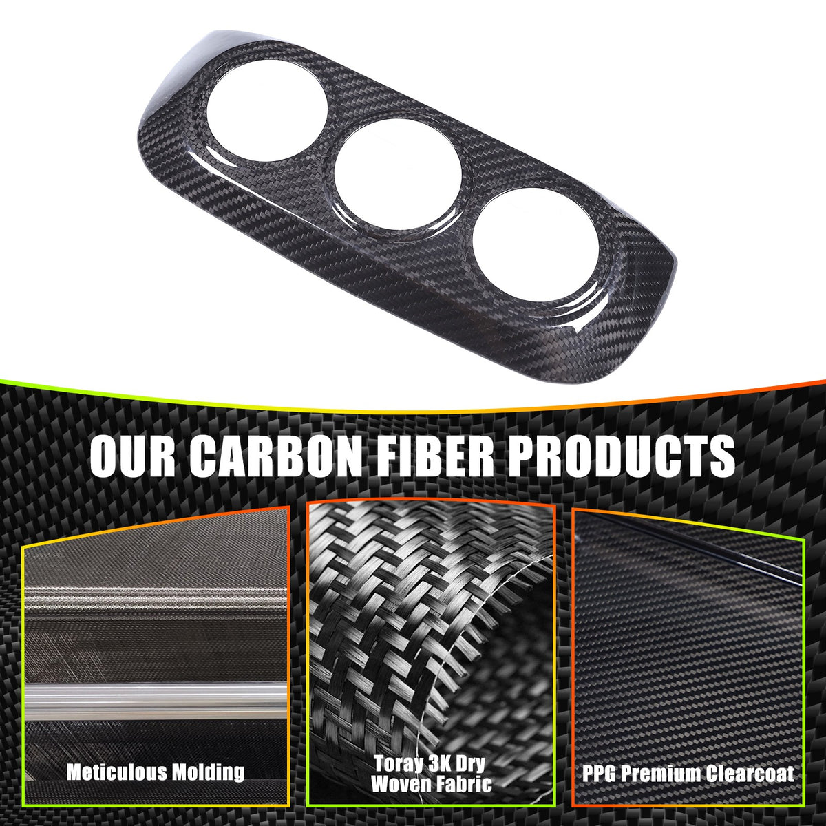 Real Dry Carbon Fiber Center Console AC Switch Trim Cover For Nissan 400Z Z34 4