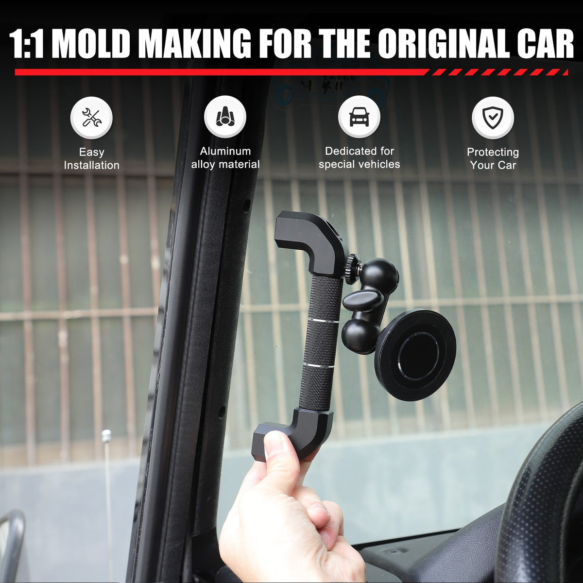 Replace Black A-Pillar Handle W/ Phone Mount For LR Defender L316 2004-2018 5