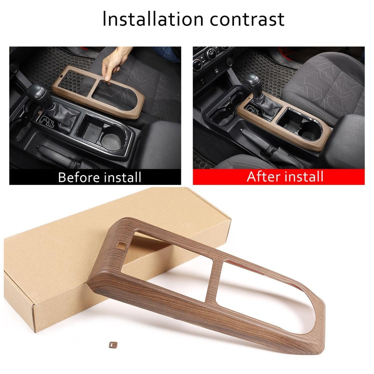 Wood Grain Interior Center Console Cover Trim For Toyota Tacoma 2016-2023 38