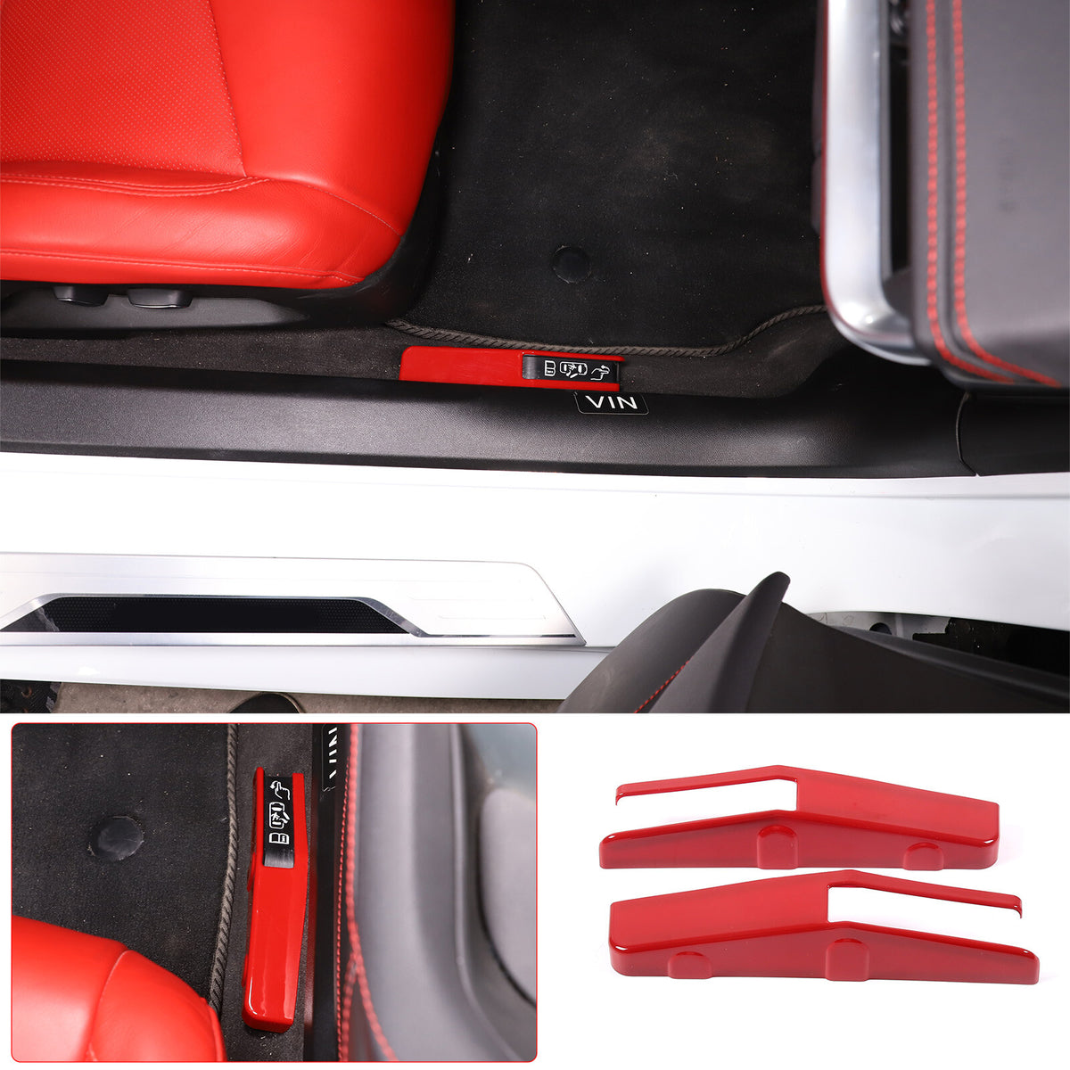 Red Full Interior Set Dash Panel Decor Cover Trim Kit For Corvette C8 2020-25 - Variants 6-10 15