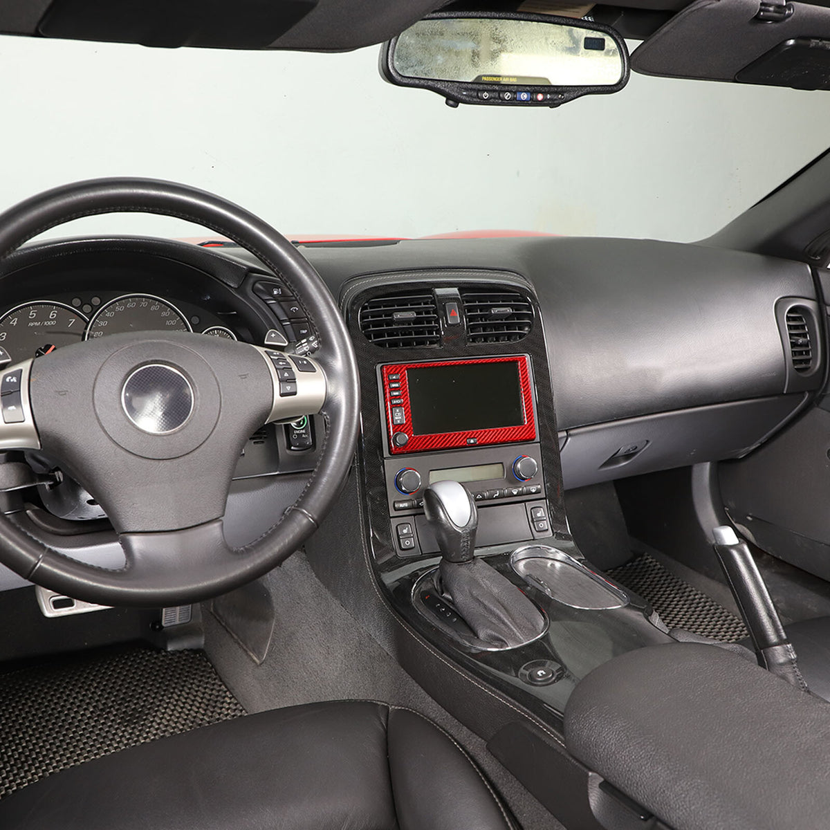Red Real Carbon Fiber Center Navigation Screen Trim Cover For Corvette C6 05-13 20