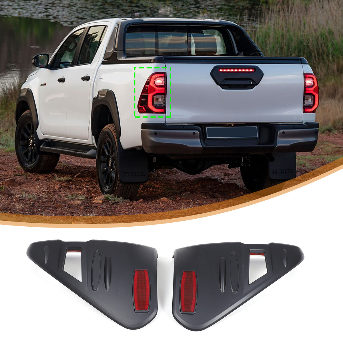 Black Tail Light Taillight Cover Trim For Toyota Hilux Rogue/GR Sport 202+ 4