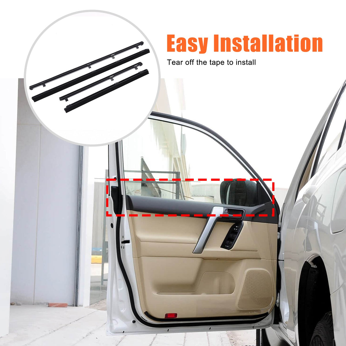 Replacement Rubber Window Inner Seal Strip For Toyota Prado LC150 2010-2020 5