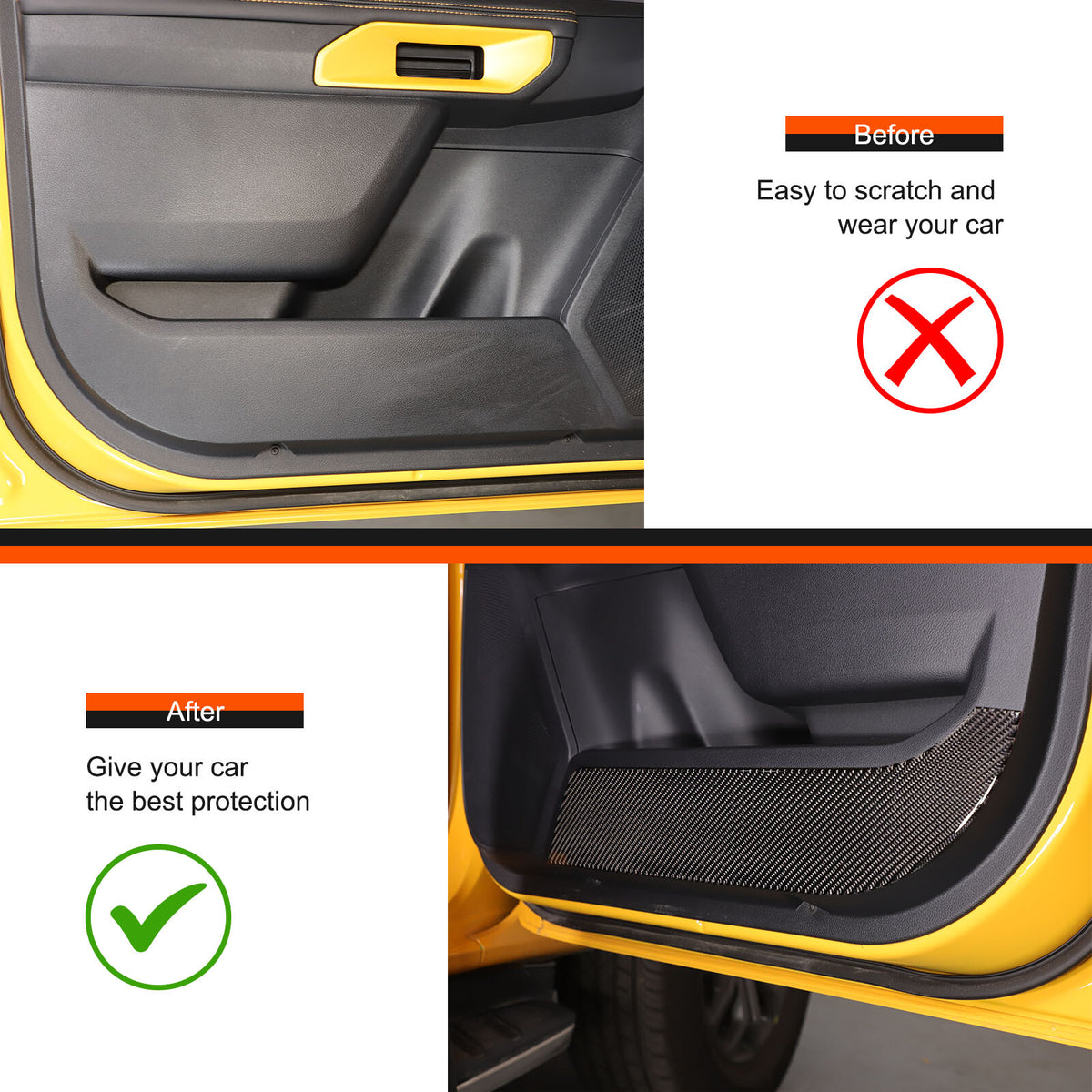 Front & Rear Door Bottom Anti-Kick Sticker Trim For Ford Ranger Raptor T9 2024 5