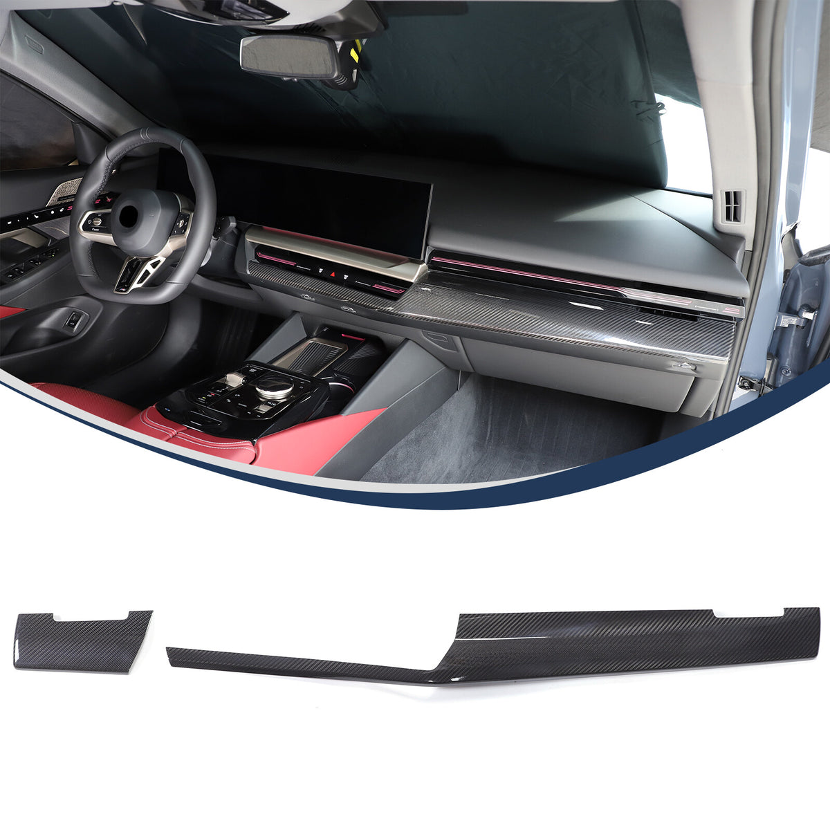 Real Carbon Fiber Center Co-pilot Dash Cover Trim Kit For BMW 5 Series G60 2024+ 24
