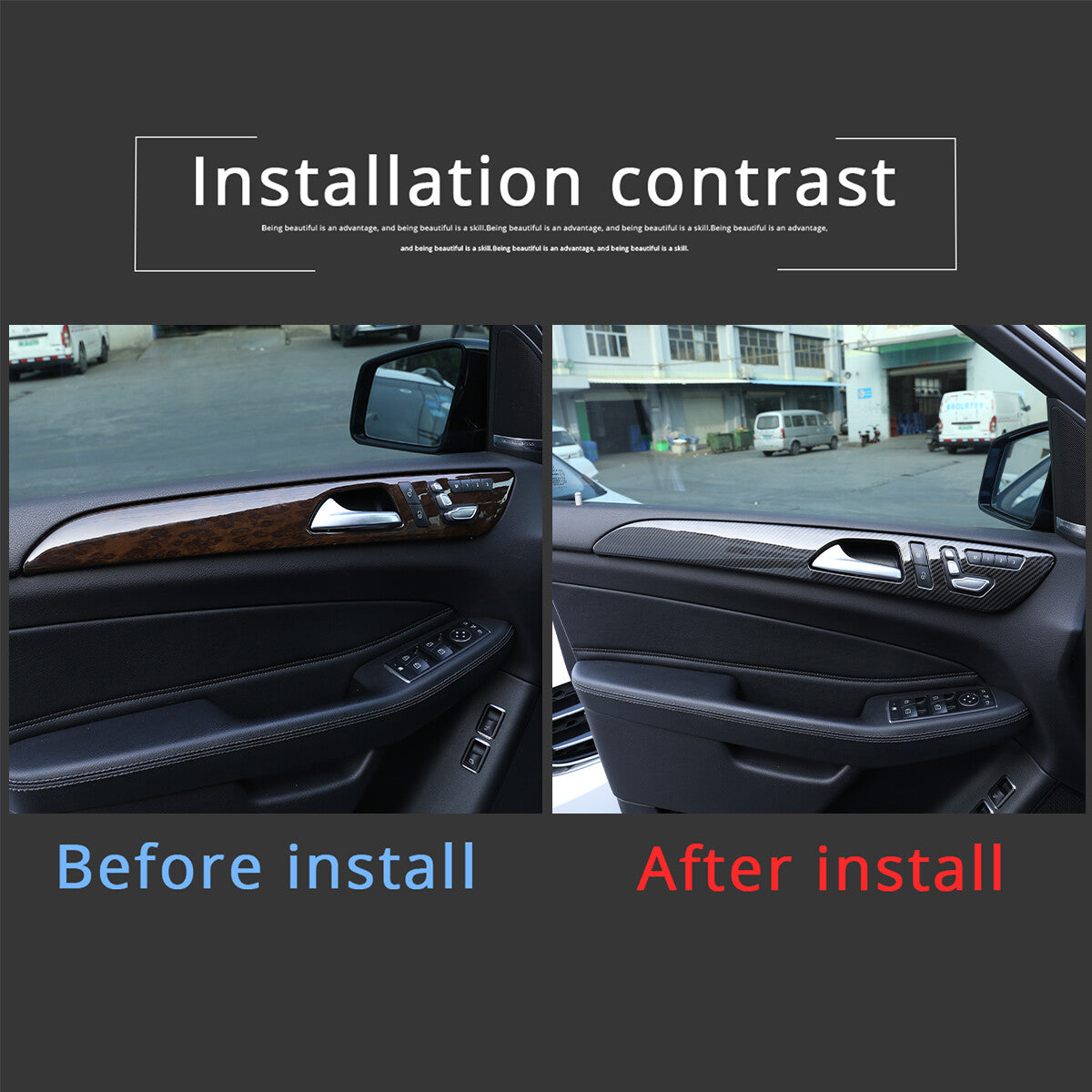 Carbon Fiber ABS Dashboard Door Panel Trim Strip for Benz GLE GLS 2016-19 3