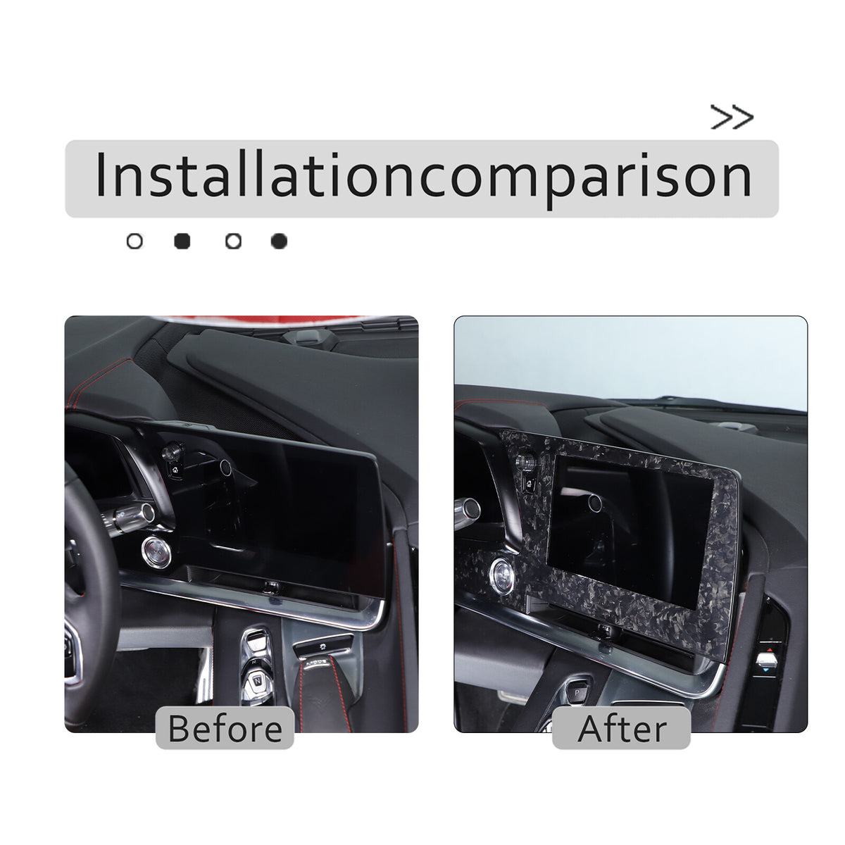 Forged Real Carbon Fiber Dashboard Navigation Srceen Frame Trim For Corvette C8 18