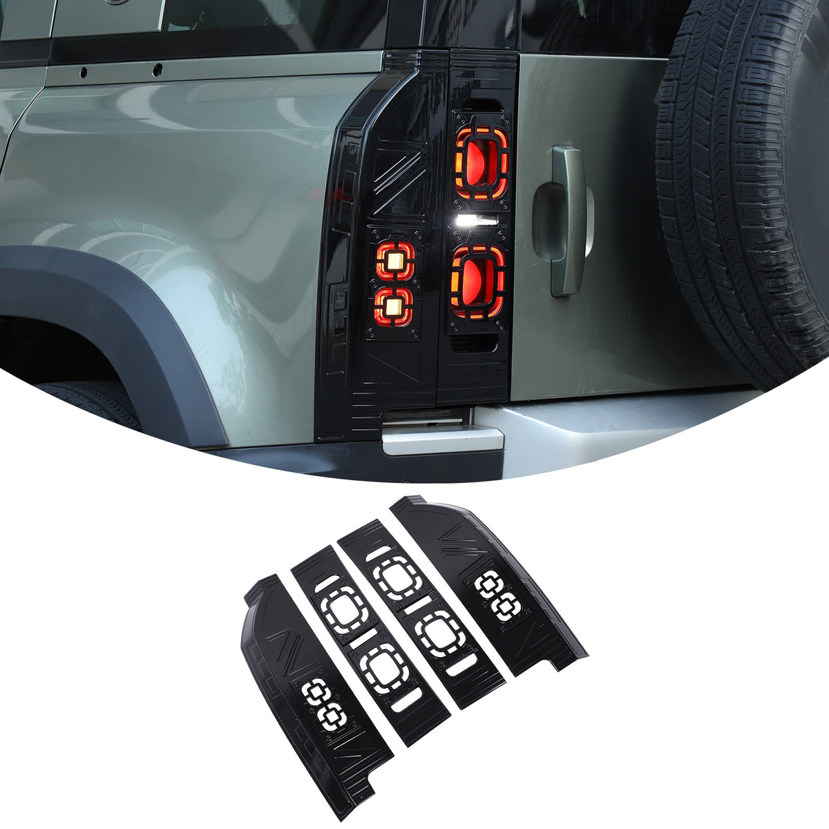 Mesh Piano Black ABS Taillight Protection Trim For LR Defender L663 2020-2025 10