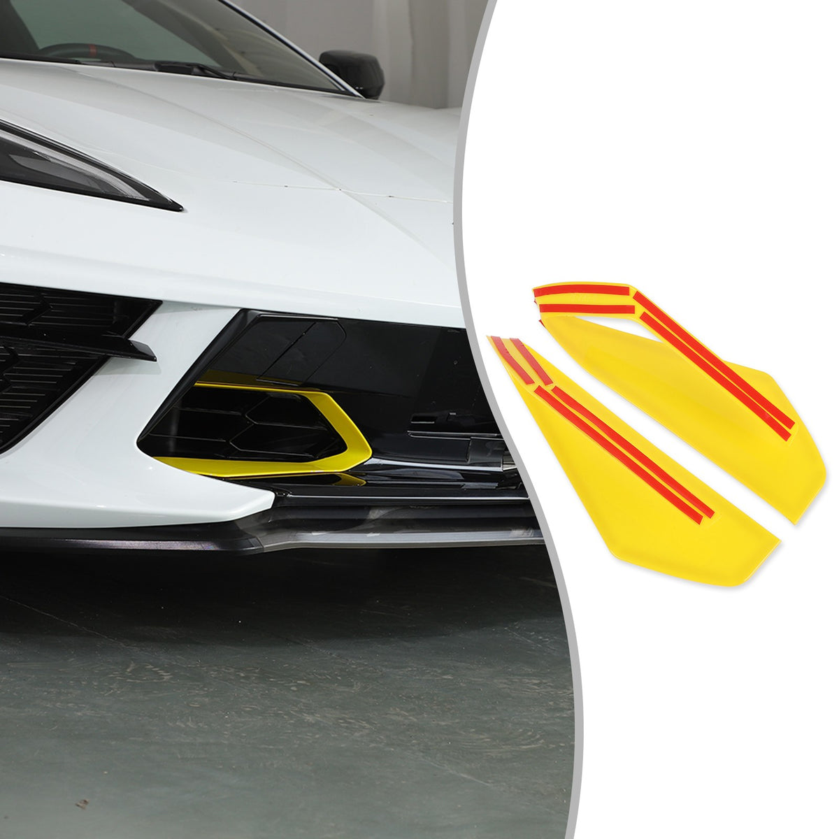 Yellow ABS Front Bumper Middle Grille Trim Cover For Corvette C8 2020+ 23