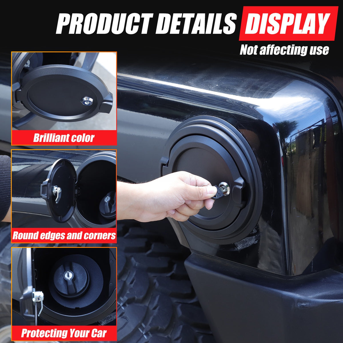 ABS+Aluminum Fuel Tank Lock Cover Trim Cap For Hummer H3 2005-2009 7
