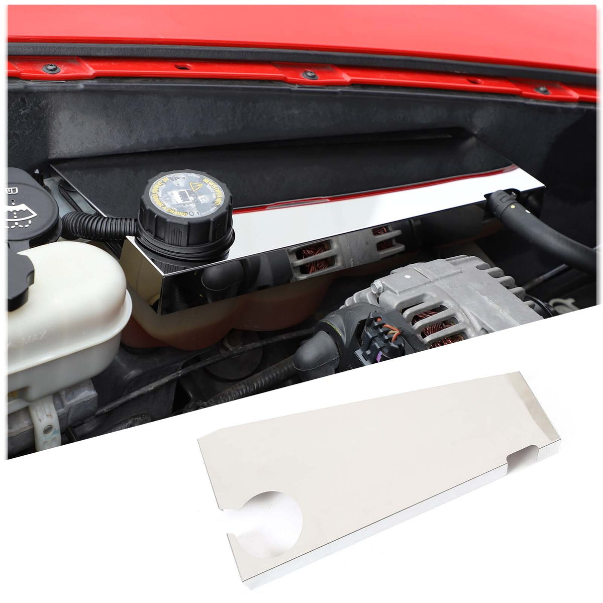 S. Steel RADIATOR TANK COVER engine Silver Trim For Corvette C6 2005-13 2