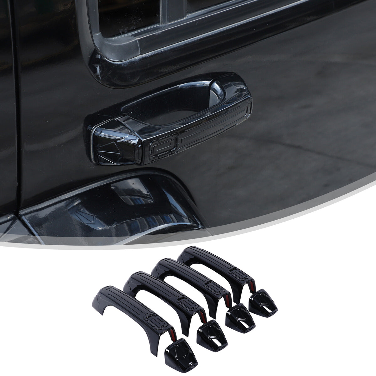 Mecha Glossy Piano Black Exterior Door Handle Cover for Hummer H3 2005-09 US 18