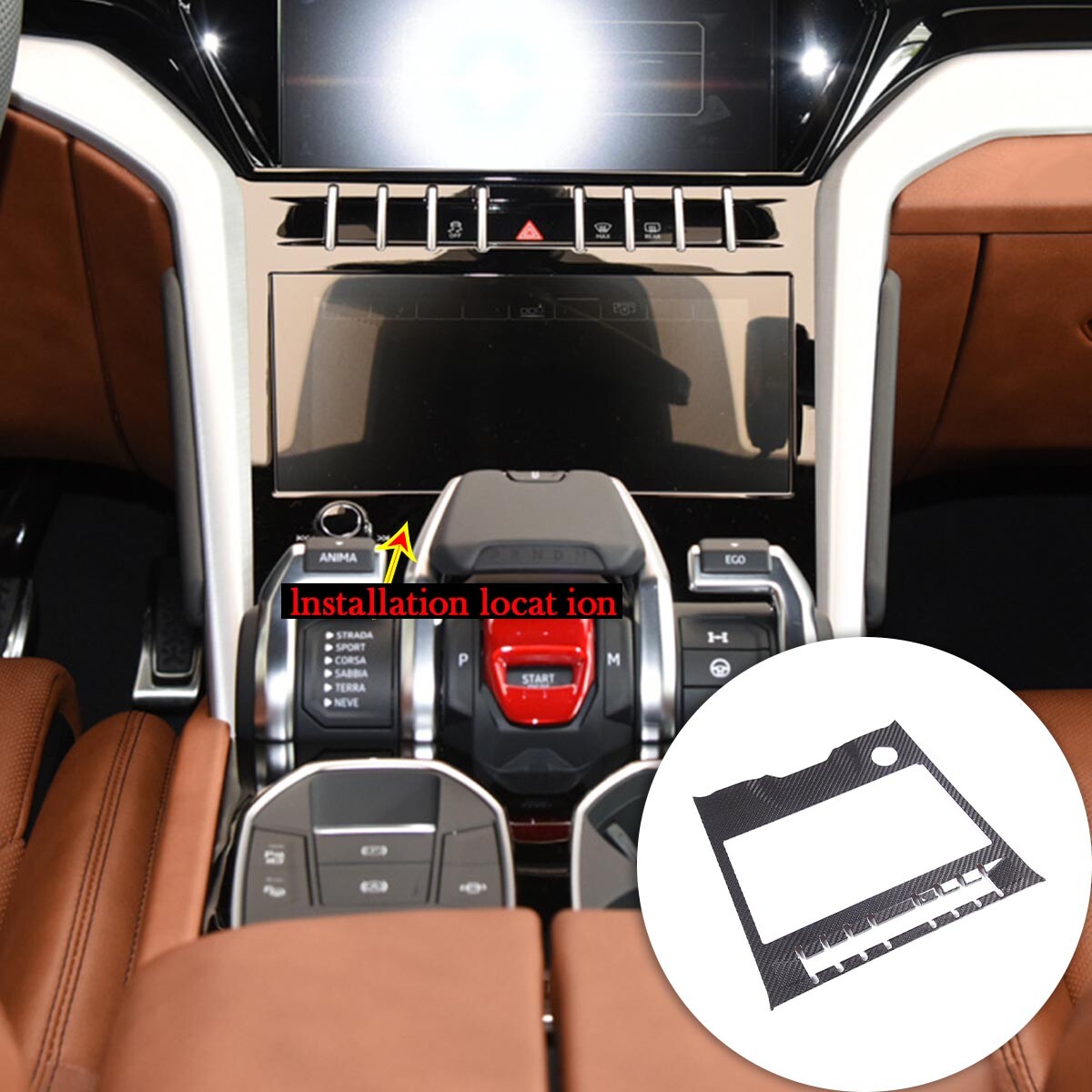 Carbon Fiber Air Condition Navigation Panel Trim For Lamborghini URUS 18-23 US 5