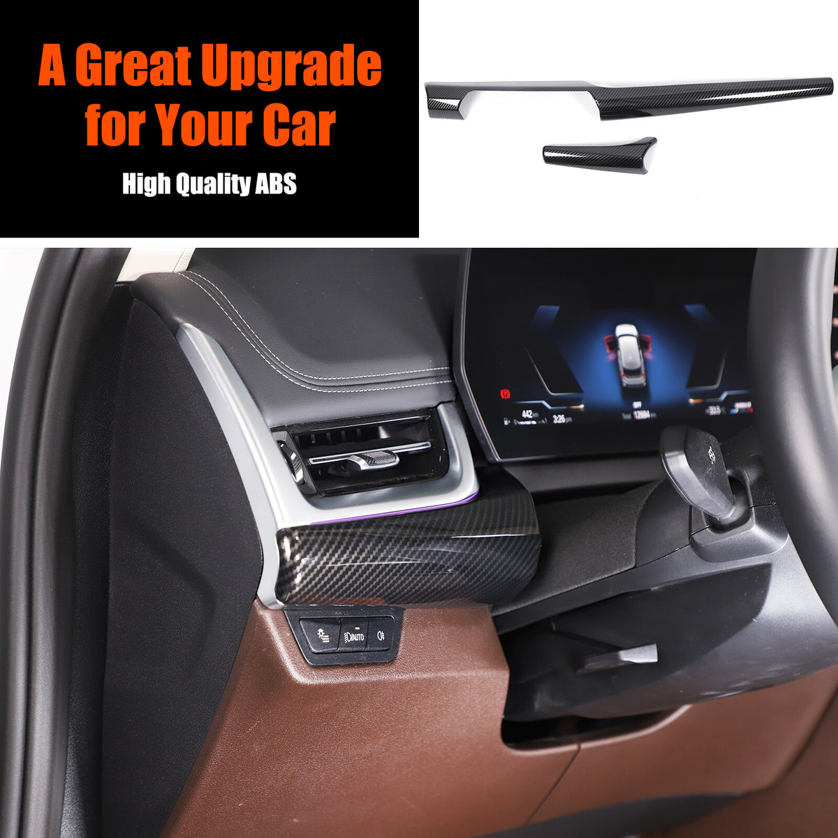 ABS Carbon fiber Interior Dashboard Cover Strip Trim Cover For BMW X1 2023-2025 19