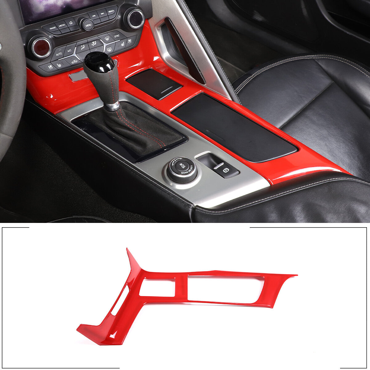 Sports Red ABS Interior Decoration Cover Trim Kit For Corvette C7 2014-19 - Styles 1-5 26
