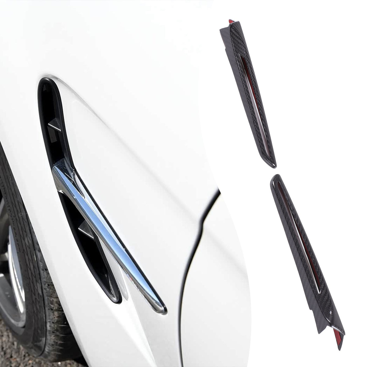 Real Carbon Fiber Exterior Side Fender Trim With Hole For BMW M3 F80 2014-2018 12