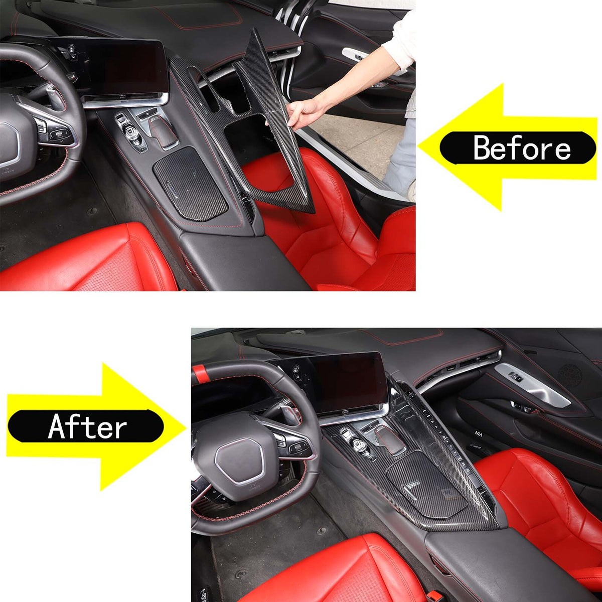Real Carbon Fiber Console Gear Shift Panel Trim For C8 Corvette Z06 Z51 20-25 3