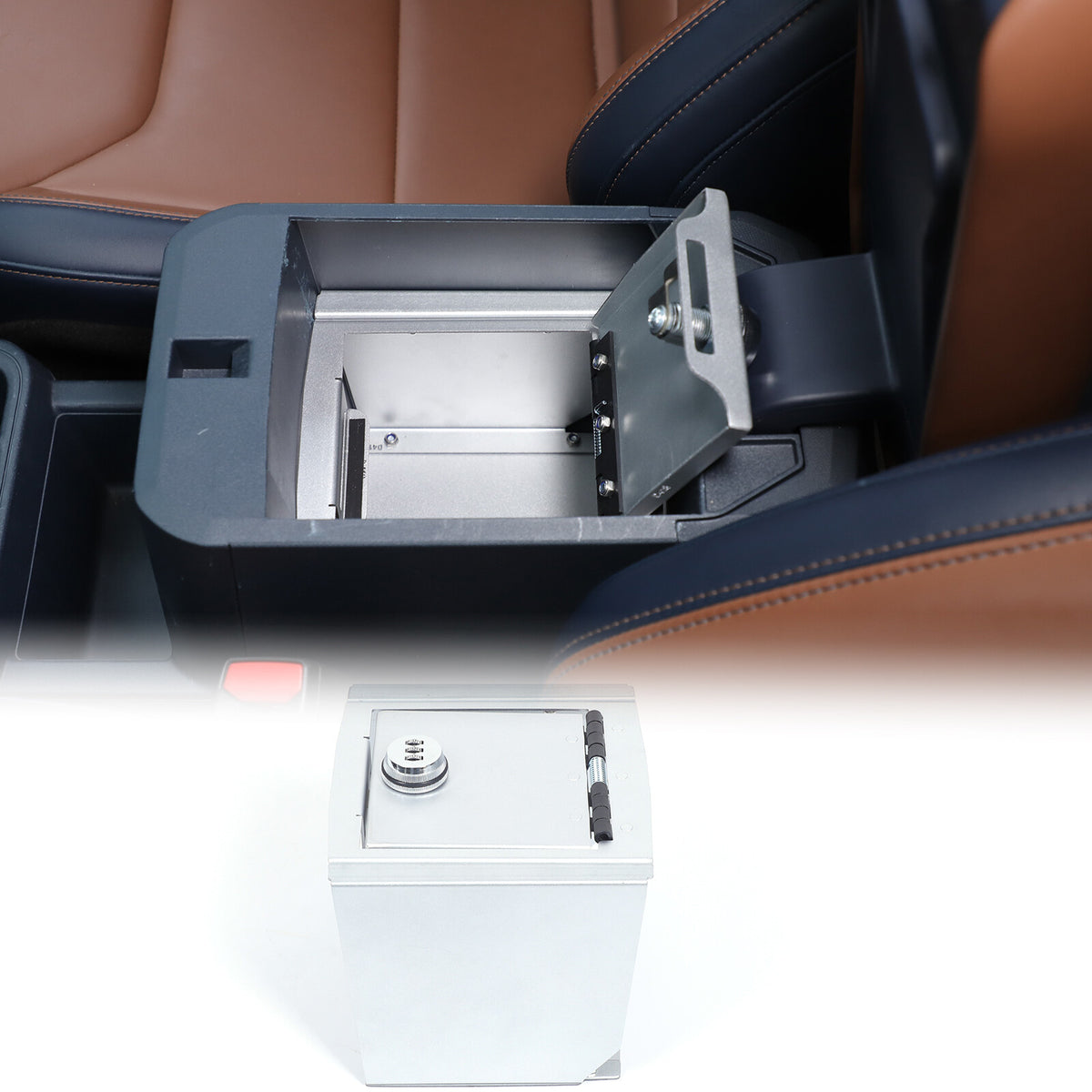 Silver Center Console Armrest Safe Storage Lock Box TRAY For Ford Maverick 22-25 6
