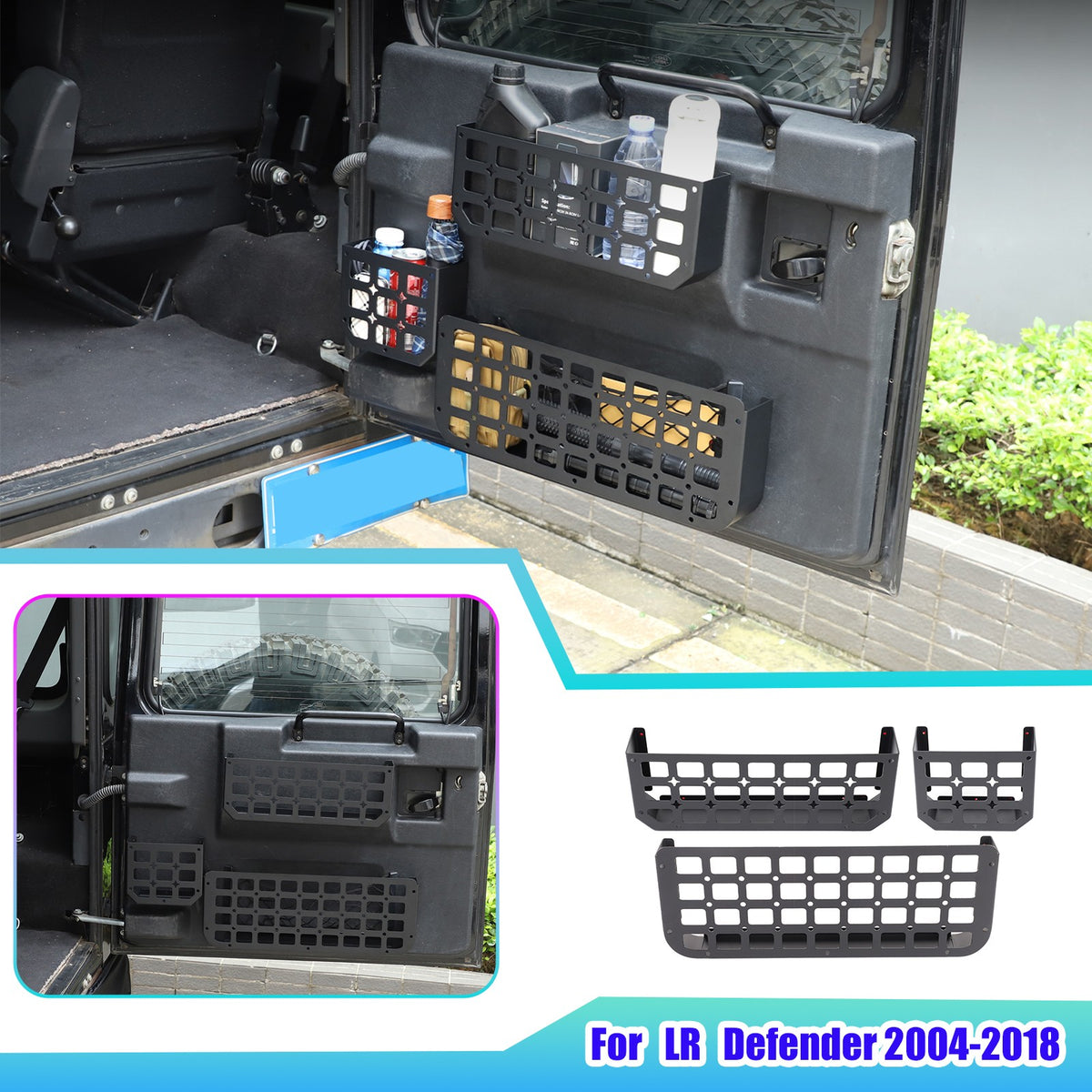 Tailgate Molle Panel Storage Basket For Land Rover Defender L316 2004-2018 1