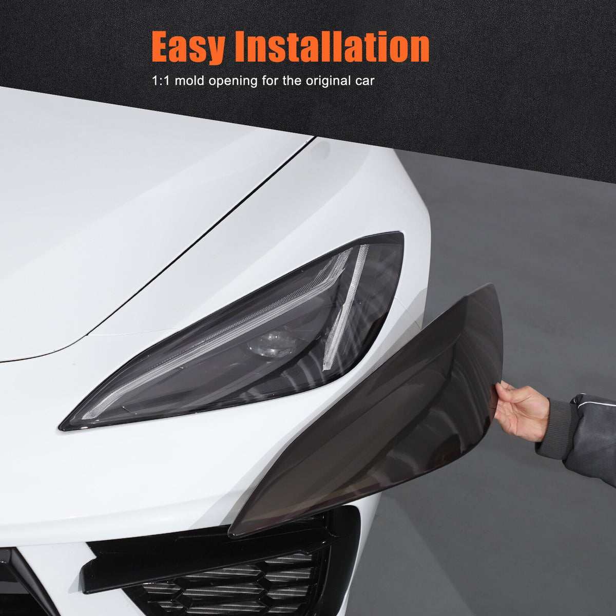 Smoked Black Front Headlight Headlamp Blackout Cover Trim For Corvette C8 20+ US 6